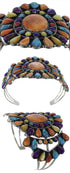 Southwest Multicolor And Sterling Silver Cuff Bracelet IS60972