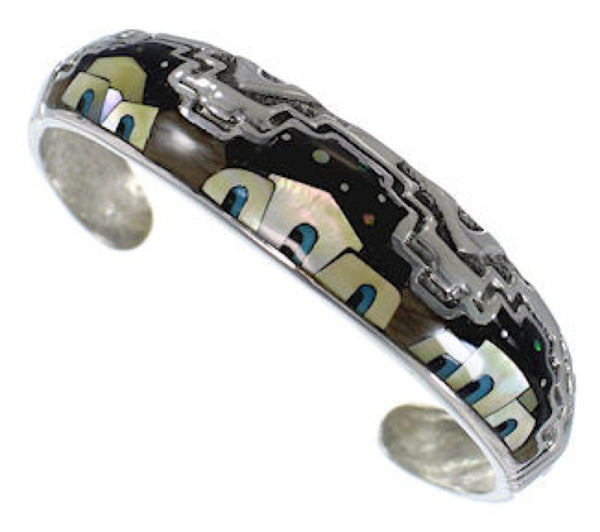 Multicolor Native American Design Silver Cuff Bracelet EX27900