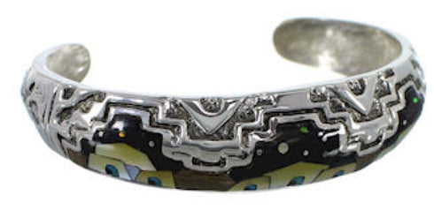 Multicolor Native American Design Silver Cuff Bracelet EX27900
