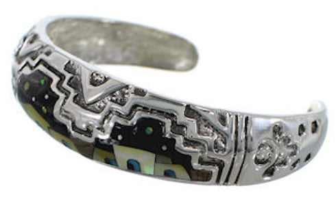 Multicolor Native American Design Silver Cuff Bracelet EX27900