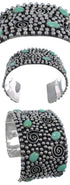 Turquoise Sterling Silver Southwest Water Wave Cuff Bracelet FX27208
