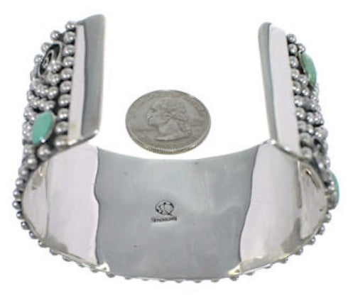Turquoise Sterling Silver Southwest Water Wave Cuff Bracelet FX27208
