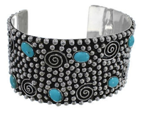 Turquoise Genuine Sterling Silver Southwest Well-Built Cuff Bracelet FX27240