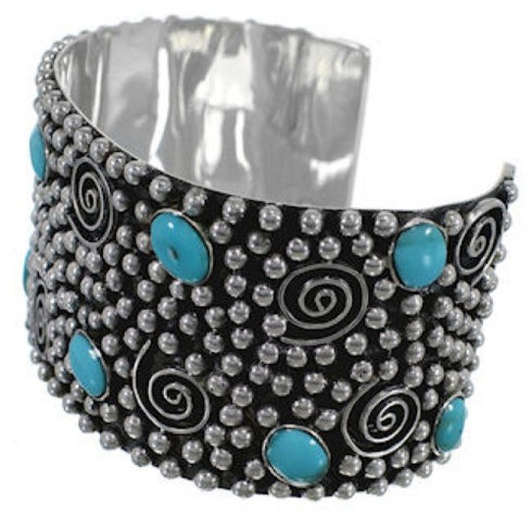 Turquoise Genuine Sterling Silver Southwest Well-Built Cuff Bracelet FX27240