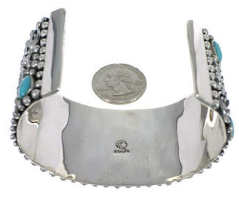Turquoise Genuine Sterling Silver Southwest Well-Built Cuff Bracelet FX27240