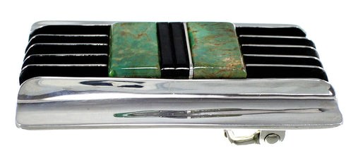 Turquoise Southwest Genuine Sterling Silver Jet Belt Buckle TX28793