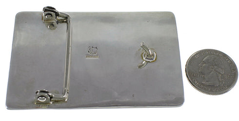 Turquoise Southwest Genuine Sterling Silver Jet Belt Buckle TX28793