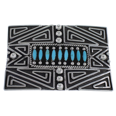 Turquoise Southwestern Silver Belt Buckle PX29143