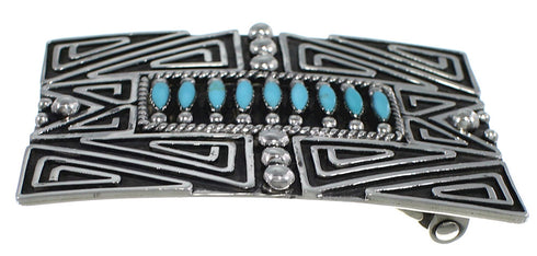 Turquoise Southwestern Silver Belt Buckle PX29143