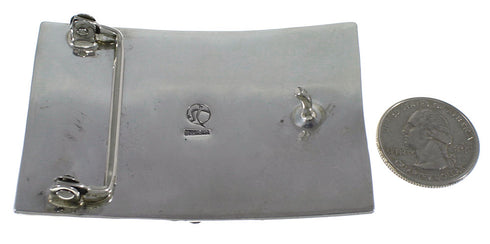 Turquoise Southwestern Silver Belt Buckle PX29143