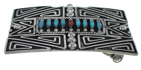 Coral Turquoise Jewelry Sterling Silver Southwest Belt Buckle PX29153