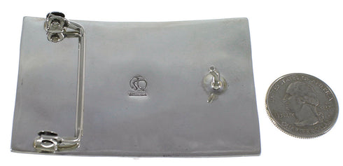 Coral Turquoise Jewelry Sterling Silver Southwest Belt Buckle PX29153