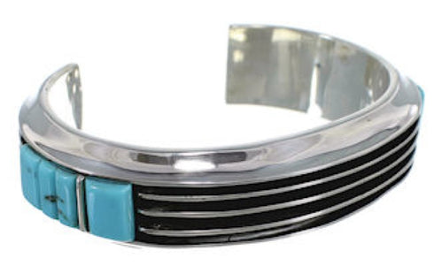 Silver Turquoise Inlay Southwest Heavy Cuff Bracelet MX27388