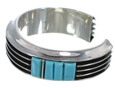 Silver Turquoise Inlay Southwest Heavy Cuff Bracelet MX27388