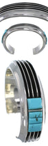Silver Turquoise Inlay Southwest Heavy Cuff Bracelet MX27388