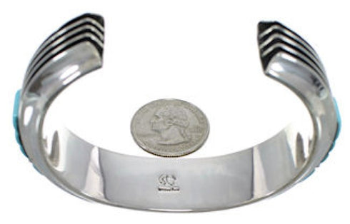 Silver Turquoise Inlay Southwest Heavy Cuff Bracelet MX27388