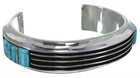 Sterling Silver Southwest Turquoise Inlay Cuff Bracelet EX27427