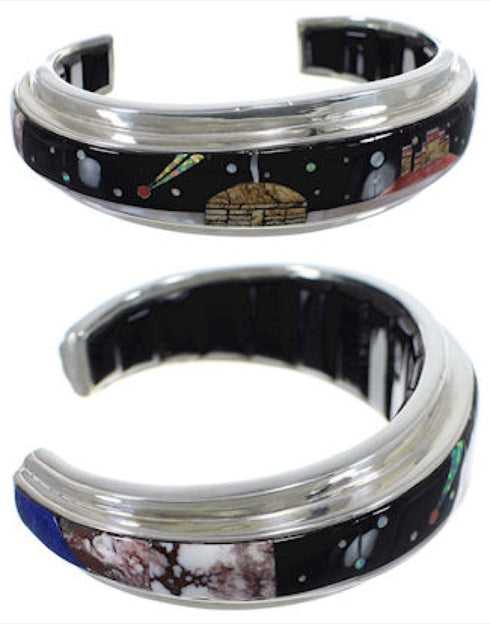 Native American Mesa Design Multicolor Silver Bracelet IS63270