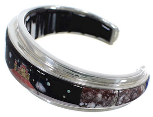 Native American Mesa Design Multicolor Silver Bracelet IS63270