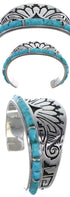 Turquoise Water Wave Southwest Jewelry Silver Cuff Bracelet MX27253