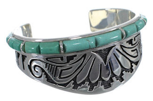 Turquoise Water Wave Jewelry Sterling Silver Cuff Bracelet MX27264
