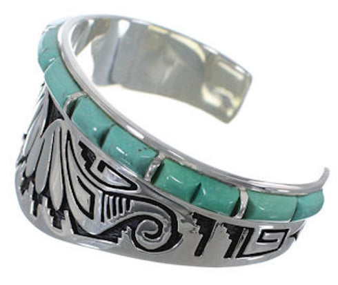 Turquoise Water Wave Jewelry Sterling Silver Cuff Bracelet MX27264