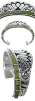 Turquoise Inlay Water Wave Sterling Silver Cuff Bracelet MX27268