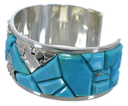 Genuine Sterling Silver Turquoise Inlay Cuff Bracelet CW64921