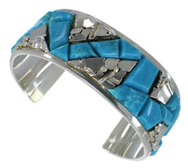 Sterling Silver Southwest Turquoise Inlay Cuff Bracelet CW64915