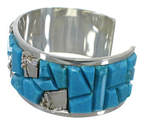Sterling Silver Southwest Turquoise Inlay Cuff Bracelet CW64915