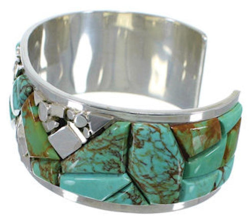 Turquoise Inlay Sterling Silver Jewelry Cuff Bracelet CW64811