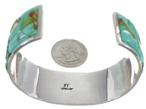 Turquoise Inlay Sterling Silver Jewelry Cuff Bracelet CW64811