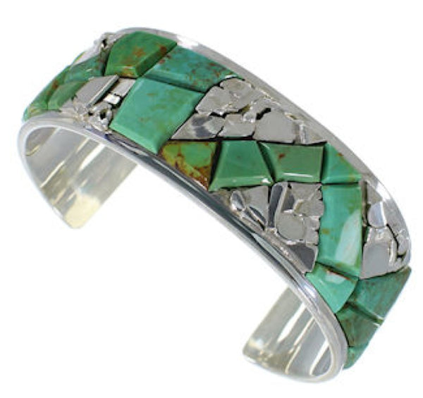 Turquoise Inlay Silver Jewelry Cuff Bracelet CW64820
