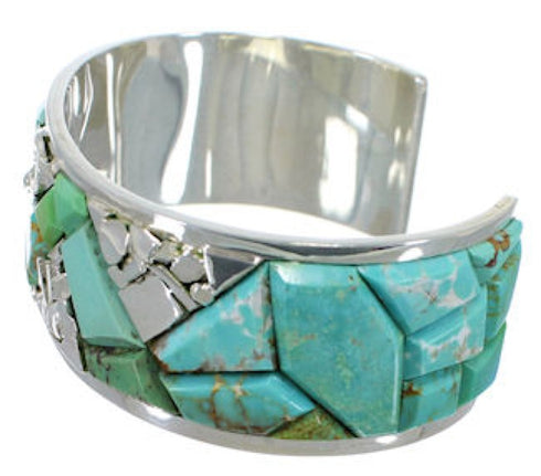 Turquoise Inlay Silver Cuff Bracelet CW64824