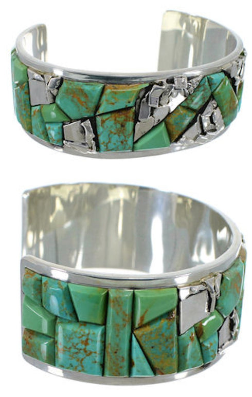 Southwest Turquoise Inlay Sterling Silver Bracelet CW64862