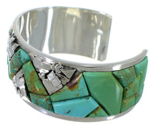 Southwest Turquoise Inlay Sterling Silver Bracelet CW64862