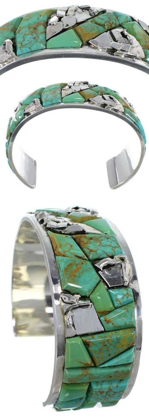 Southwest Turquoise Inlay Sterling Silver Bracelet CW64862