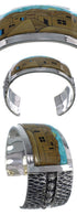 Silver Native American Village Design Multicolor Cuff Bracelet MX28014