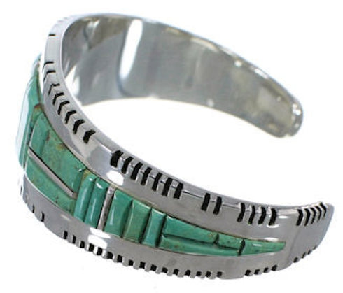 Southwest Turquoise Inlay Sterling Silver Cuff Bracelet EX27368