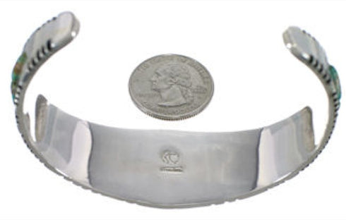 Turquoise Inlay Southwest Sterling Silver Cuff Bracelet EX27371