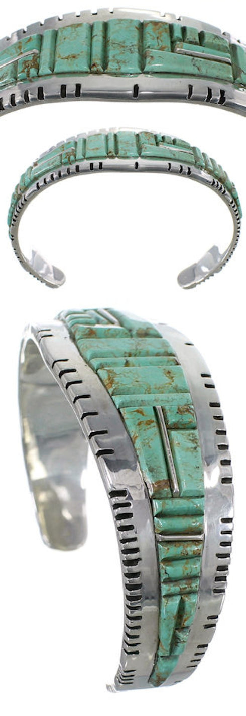 Sterling Silver Southwest Turquoise Jewelry Cuff Bracelet EX27378
