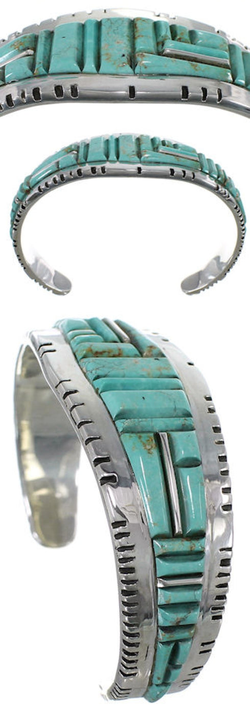 Turquoise Sterling Silver Southwest Jewelry Cuff Bracelet EX27402