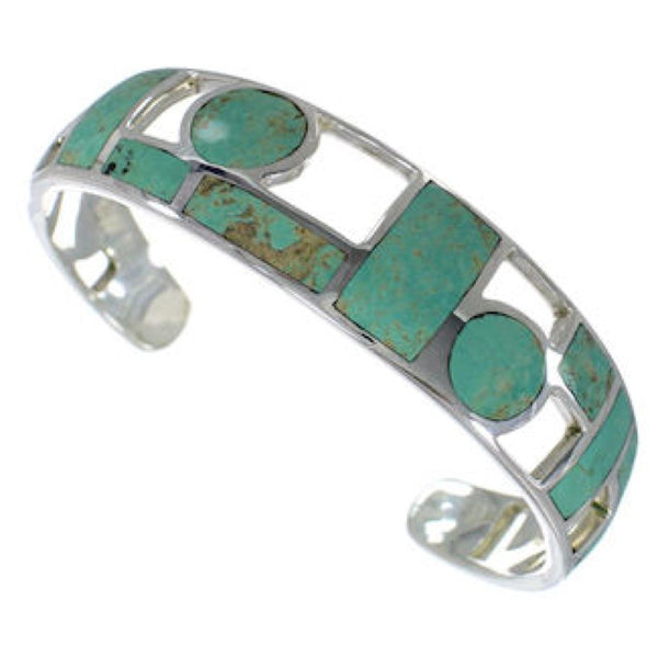 Sterling Silver Turquoise Inlay Jewelry Cuff Bracelet MX27358