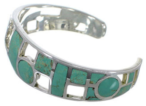 Sterling Silver Turquoise Inlay Jewelry Cuff Bracelet MX27358