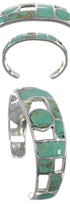 Sterling Silver Turquoise Inlay Jewelry Cuff Bracelet MX27358
