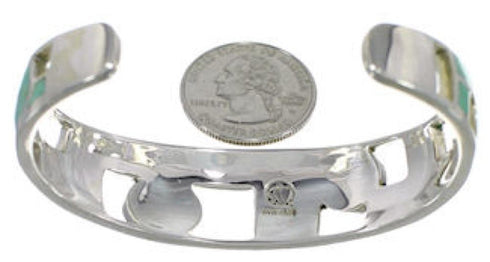 Sterling Silver Turquoise Inlay Jewelry Cuff Bracelet MX27358