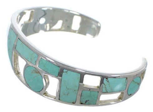 Sterling Silver Turquoise Inlay Jewelry Cuff Bracelet MX27354