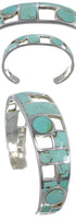 Sterling Silver Turquoise Inlay Jewelry Cuff Bracelet MX27354