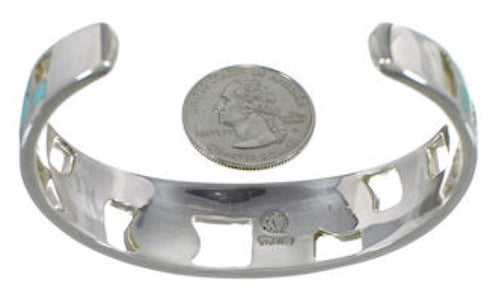 Sterling Silver Turquoise Inlay Jewelry Cuff Bracelet MX27354
