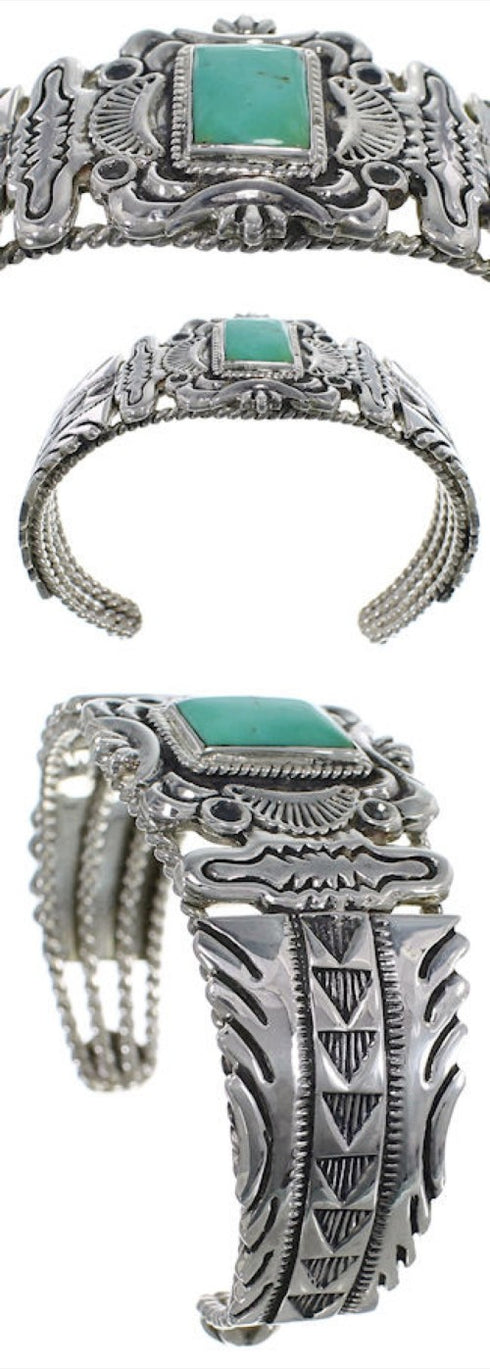 Genuine Sterling Silver Jewelry Turquoise Southwest Bracelet FX27507